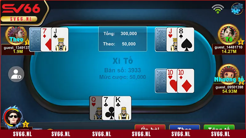 Xì Tố tại sảnh game bài SV66 có cách chơi tương tự như Poker